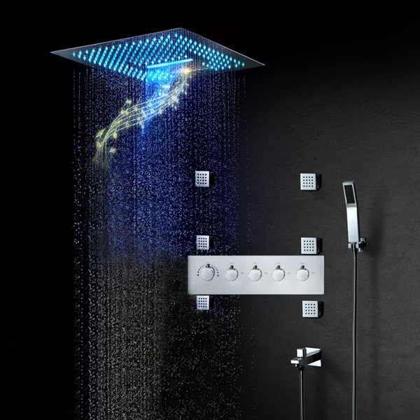 Homary Thermostatic Complete Shower System With Roughin Valve